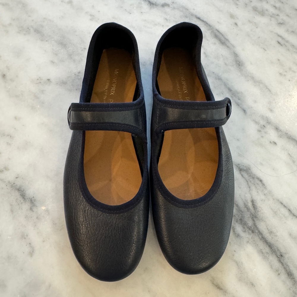 Monoprix Premium Mary Jane Ballet Flats Size 37 Navy